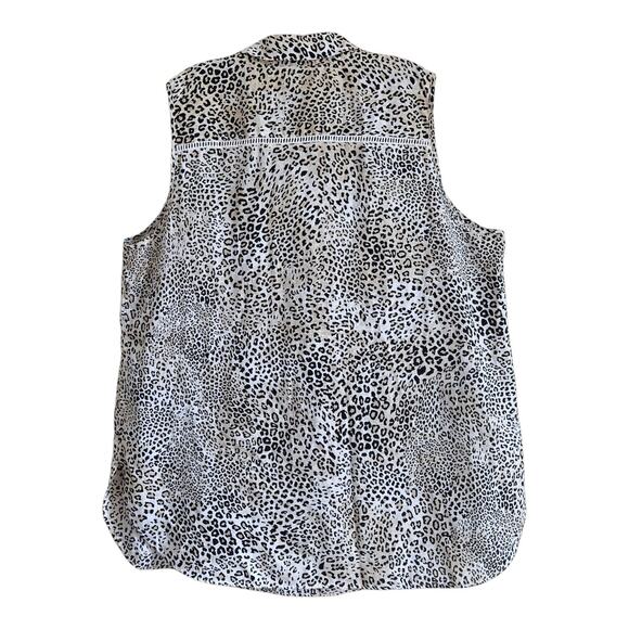 CHICO'S 3.5 Women's Plus 18 Linen Tunic Blouse Sleeveless Leopard No Iron 48" - Picture 8 of 9